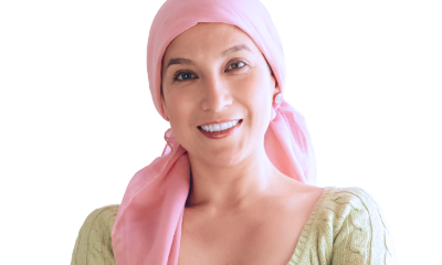 woman with scarf smiling
